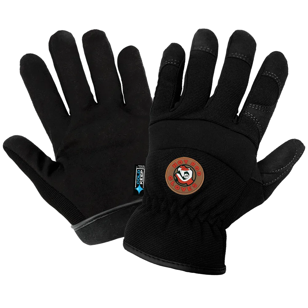 Global Glove & Safety HR3200INT Hot Rod Gloves® Black, Low Temperature, Insulated, Waterproof, Synthetic Leather Palm Performance Gloves, Spandex Back