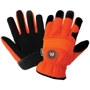Global Glove & Safety HR3222INT Hot Rod Gloves® Orange, Low Temperature, Insulated, Waterproof, Synthetic Leather Palm Performance Gloves, Spandex Back