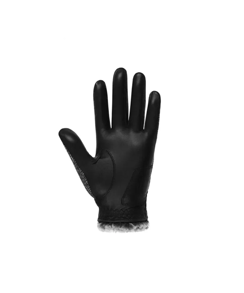 Gmax Sheep Skin Winter Golf Gloves For Men (Both Hands) - Black