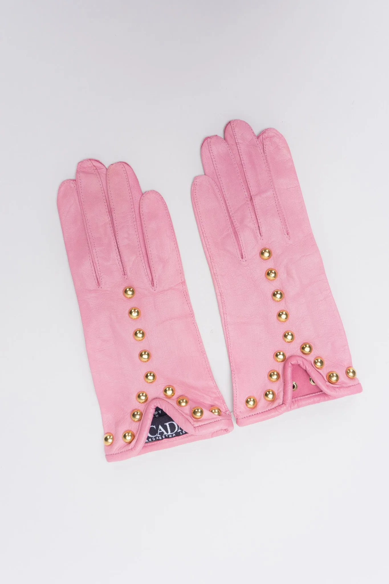 Gold Y-Stud Leather Gloves