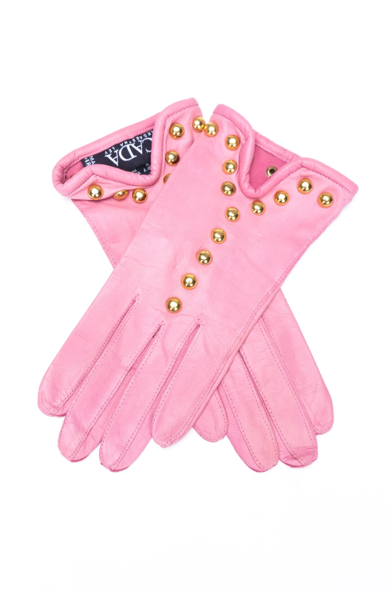 Gold Y-Stud Leather Gloves