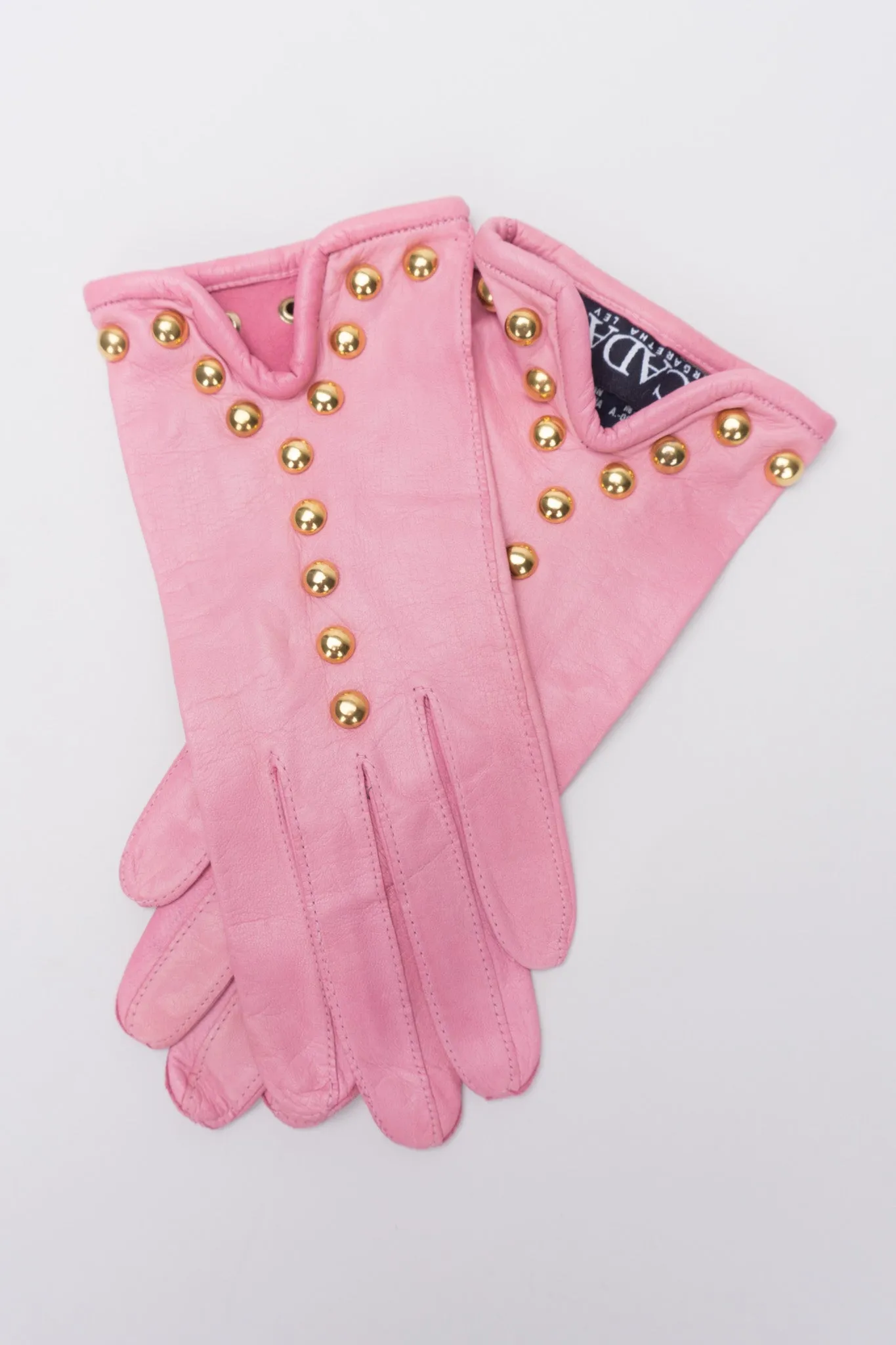 Gold Y-Stud Leather Gloves