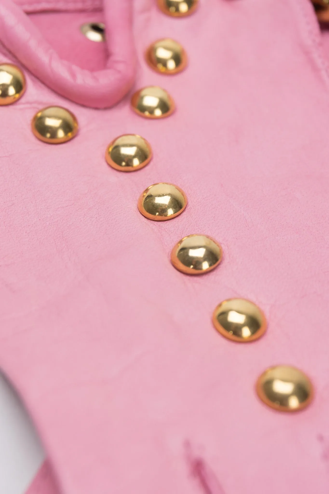 Gold Y-Stud Leather Gloves