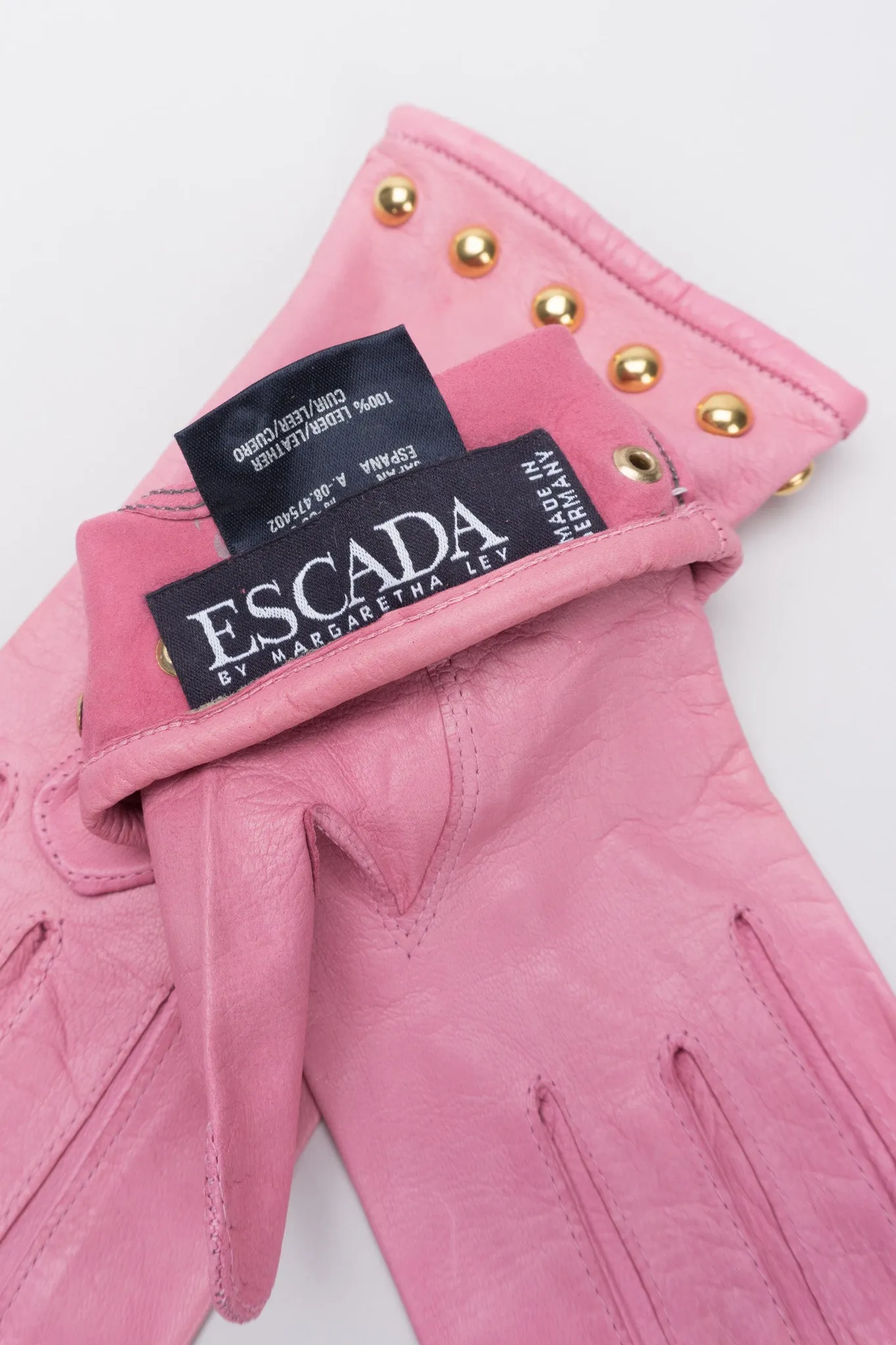 Gold Y-Stud Leather Gloves