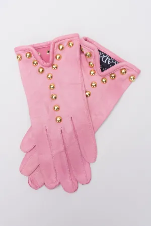 Gold Y-Stud Leather Gloves