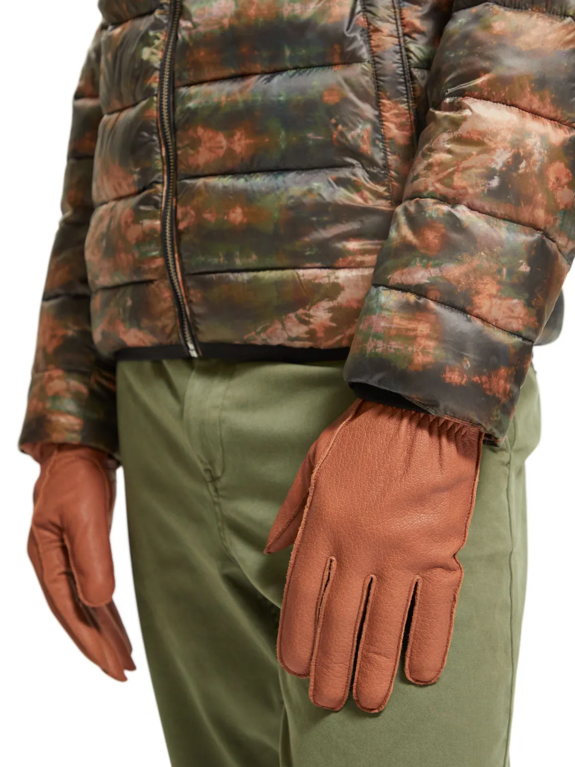 Grain Leather Gloves in Toffee