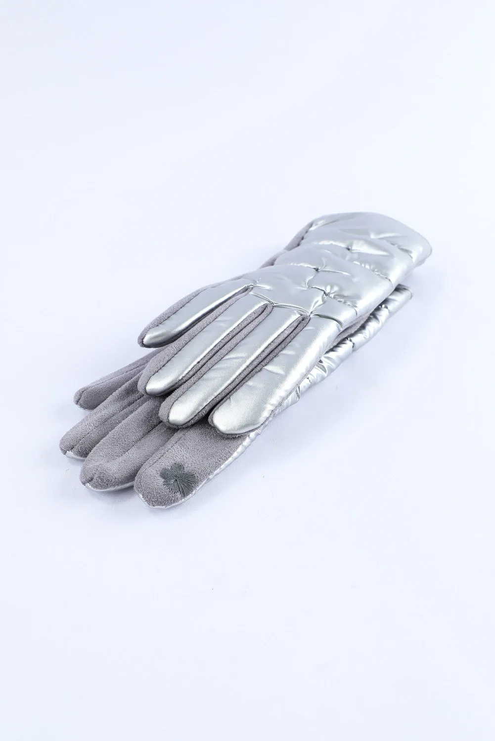 Gray Shiny Touch Screen Cycling Gloves