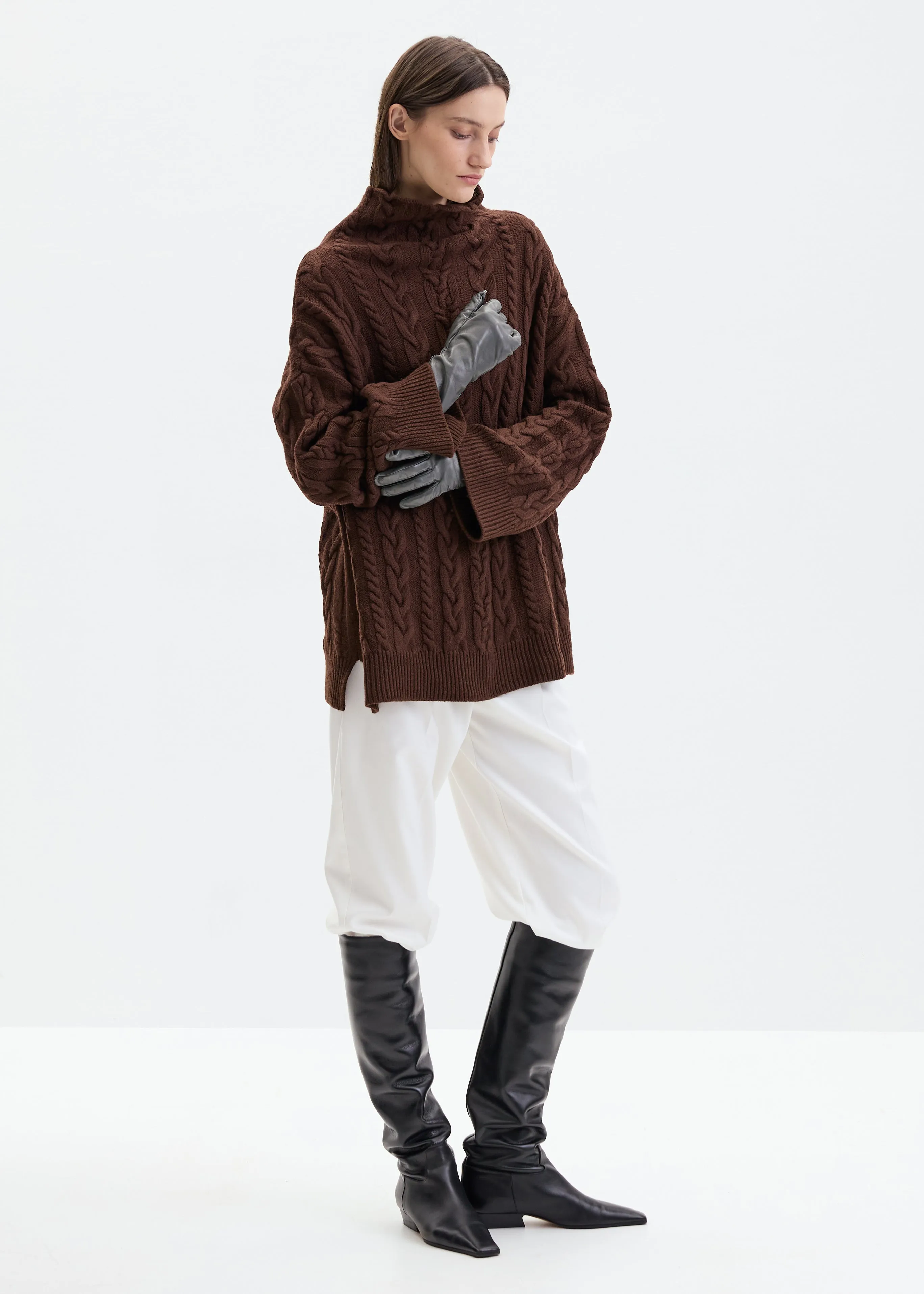 Grey Leather Gloves