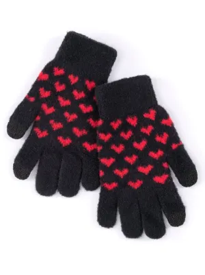 Heart Touchscreen Gloves Black