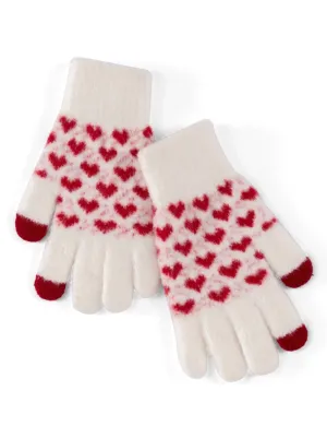 Heart Touchscreen Gloves Ivory