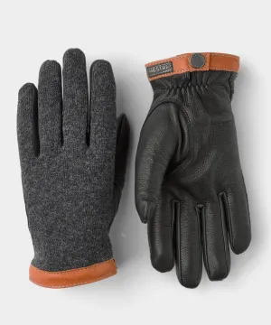 Hestra Deerskin Wool Tricot in Charcoal
