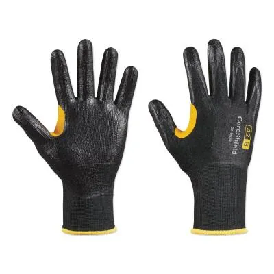 Honeywell CoreShield™ A2/B Coated Cut Resistant Gloves, 8/M, HPPE, Smooth Nitrile, 13 ga, Black, 22-7913B/8M