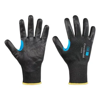 Honeywell CoreShield™ A6/F Coated Cut Resistant Gloves, 10/XL, HPPE/Alloy/Basalt, Smooth Nitrile, 13 ga, Black, 26-0913B/10XL