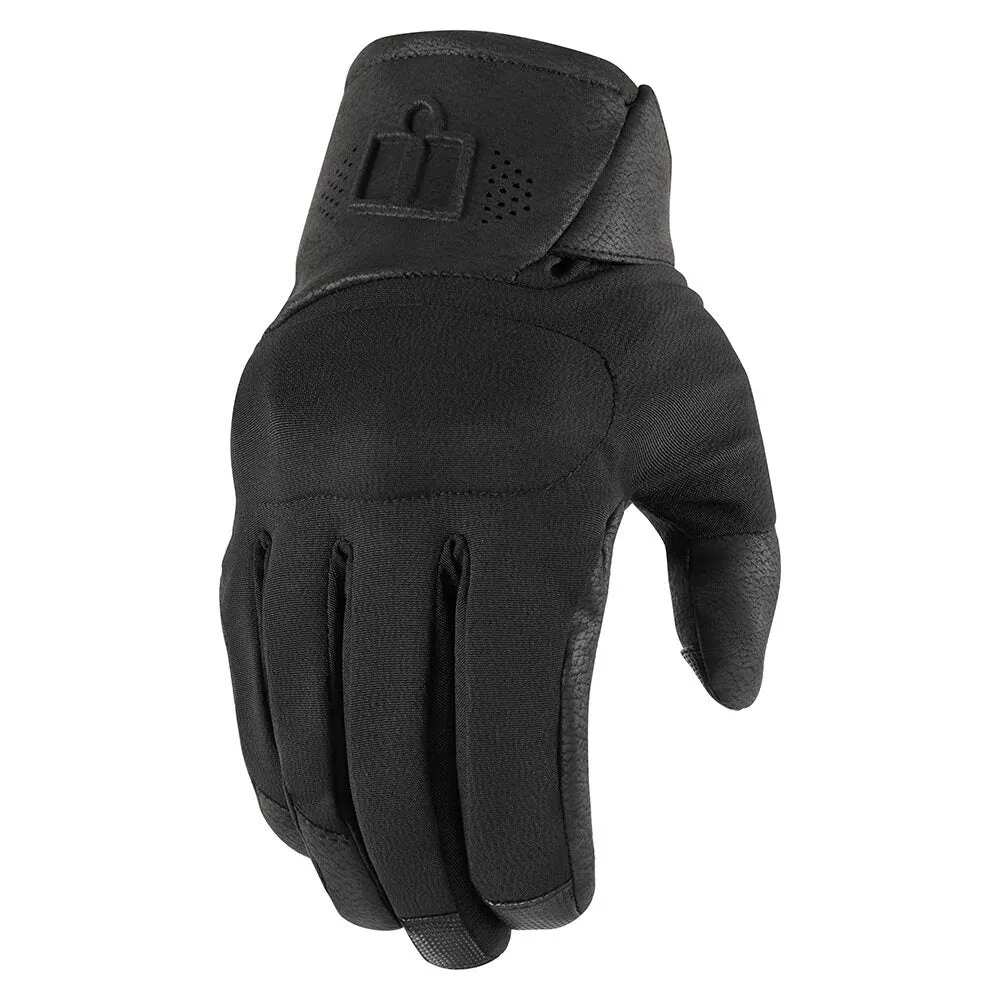 Icon Tarmac2 Mens Motorcycle Short Textile Glove - Black
