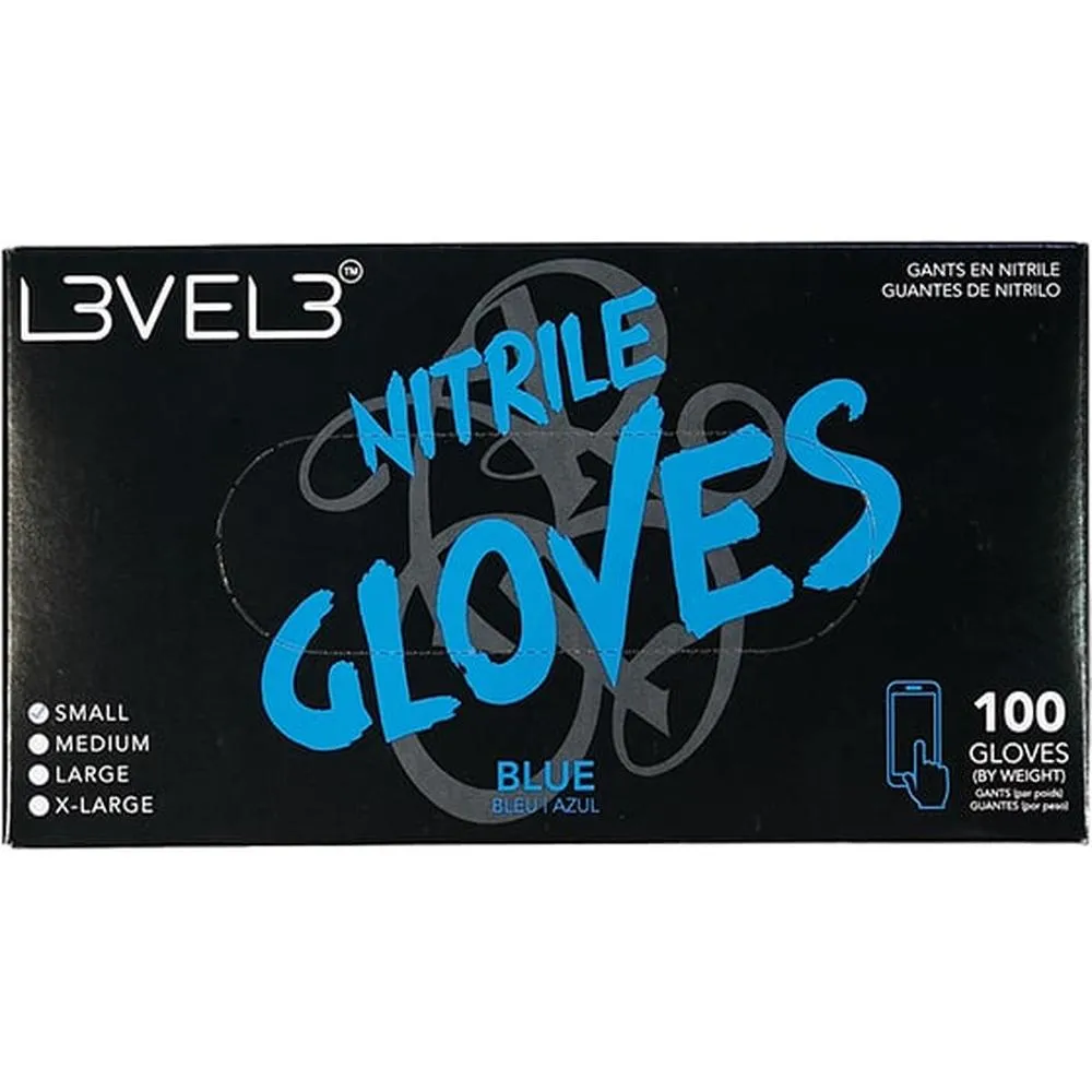 L3VEL3 Nitrile Blue Gloves - LARGE / 100 Pack - 3.8 mil Thickness