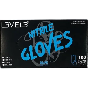 L3VEL3 Nitrile Blue Gloves - LARGE / 100 Pack - 3.8 mil Thickness