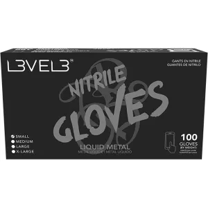 L3VEL3 Nitrile Liquid Metal Gloves - SMALL / 100 Pack - 4 mil Thickness