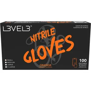 L3VEL3 Nitrile Orange Gloves - MEDIUM / 100 Pack - 3.5 mil Thickness