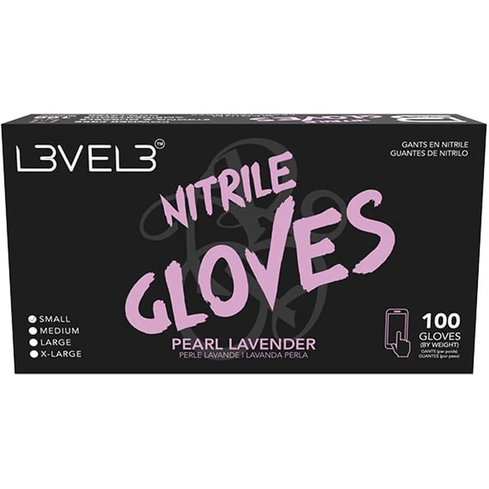 L3VEL3 Nitrile Pearl Lavender Gloves - MEDIUM / 100 Pack - 4 mil Thickness