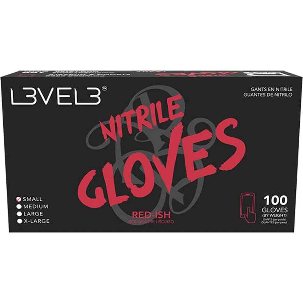 L3VEL3 Nitrile Red-ish Gloves - MEDIUM / 100 Pack - 3.5 mil Thickness