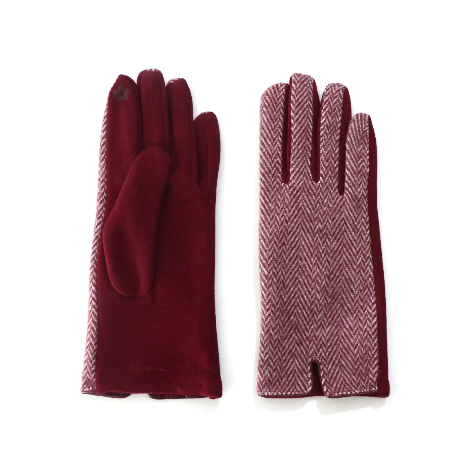 Ladies Tweed Glove Burgandy