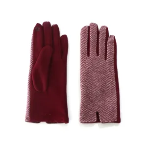 Ladies Tweed Glove Burgandy