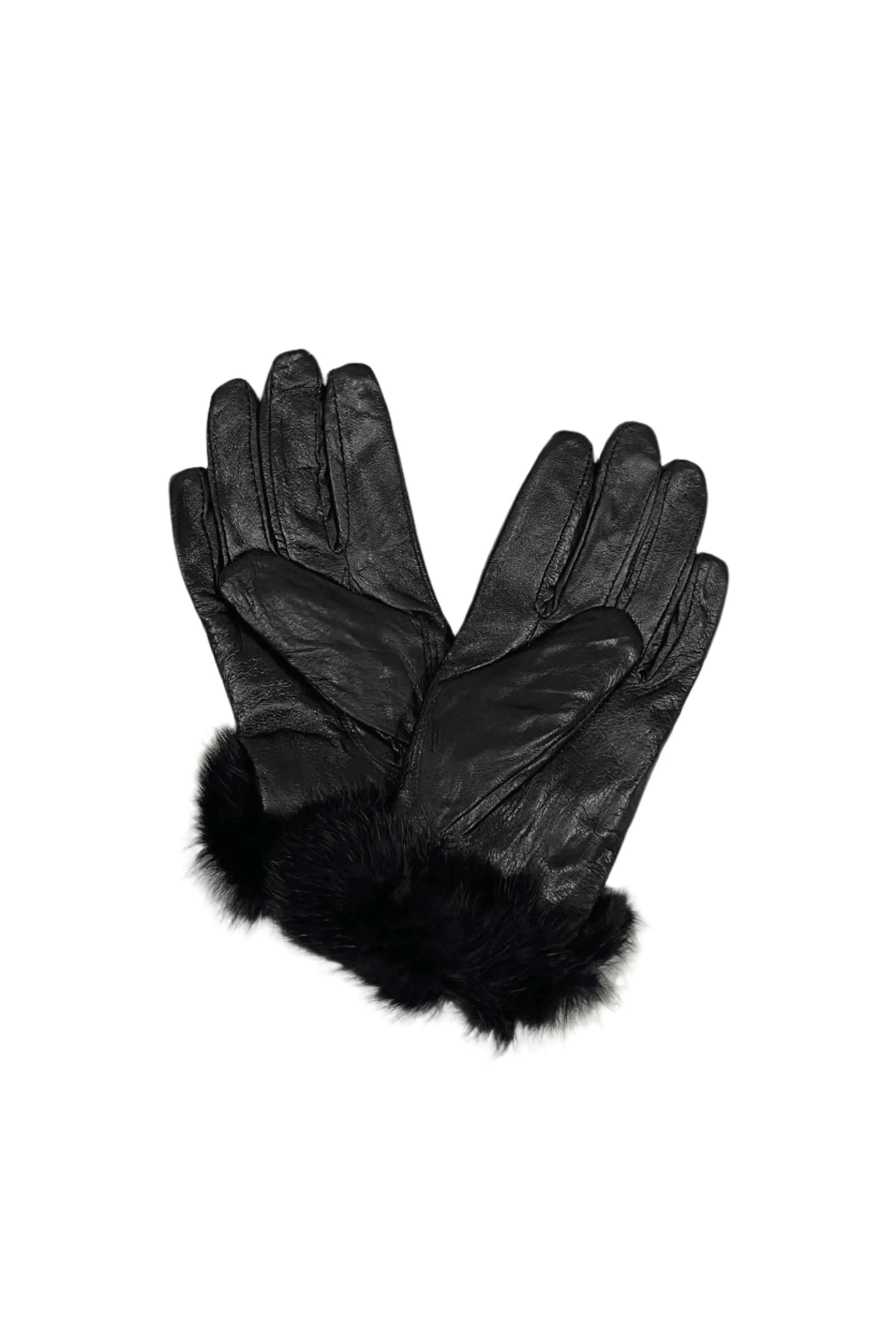 Lamb Leather Gloves with Rabbit Fur Trim