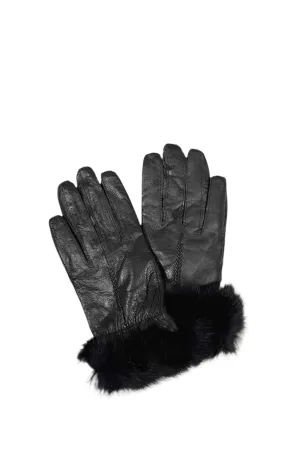 Lamb Leather Gloves with Rabbit Fur Trim