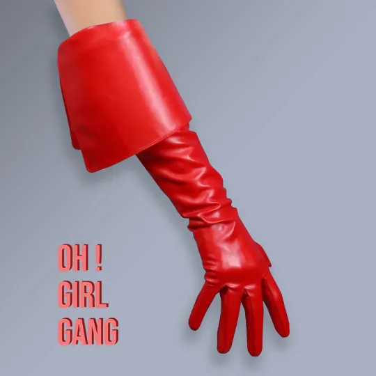 Leather Gloves with Fold Cut (65cm)