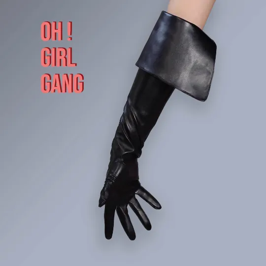 Leather Gloves with Fold Cut (65cm)