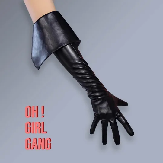Leather Gloves with Fold Cut (65cm)