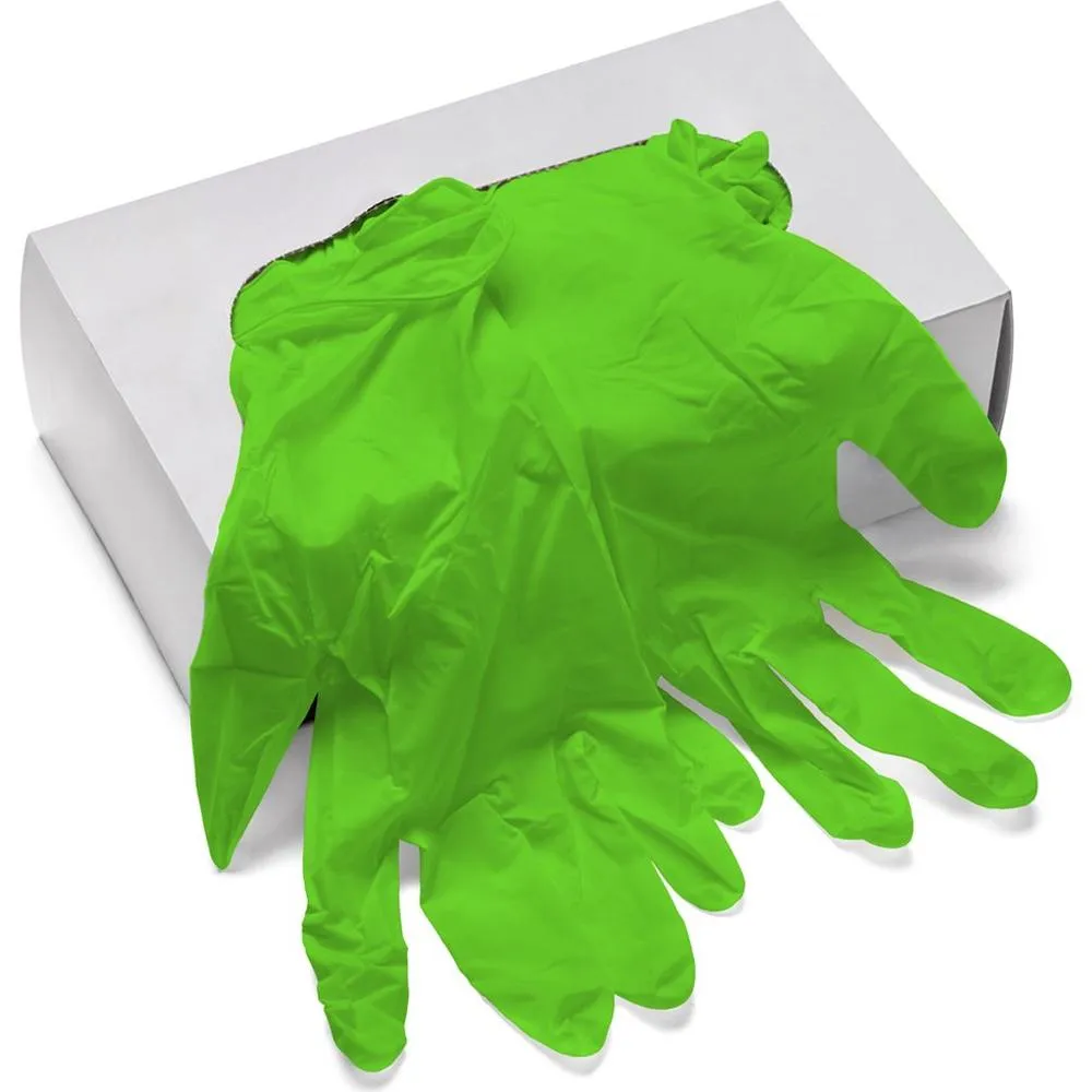 Lime Performance Nitrile Gloves - 5 Mil Thickness - Size: MEDIUM / 100 Pack