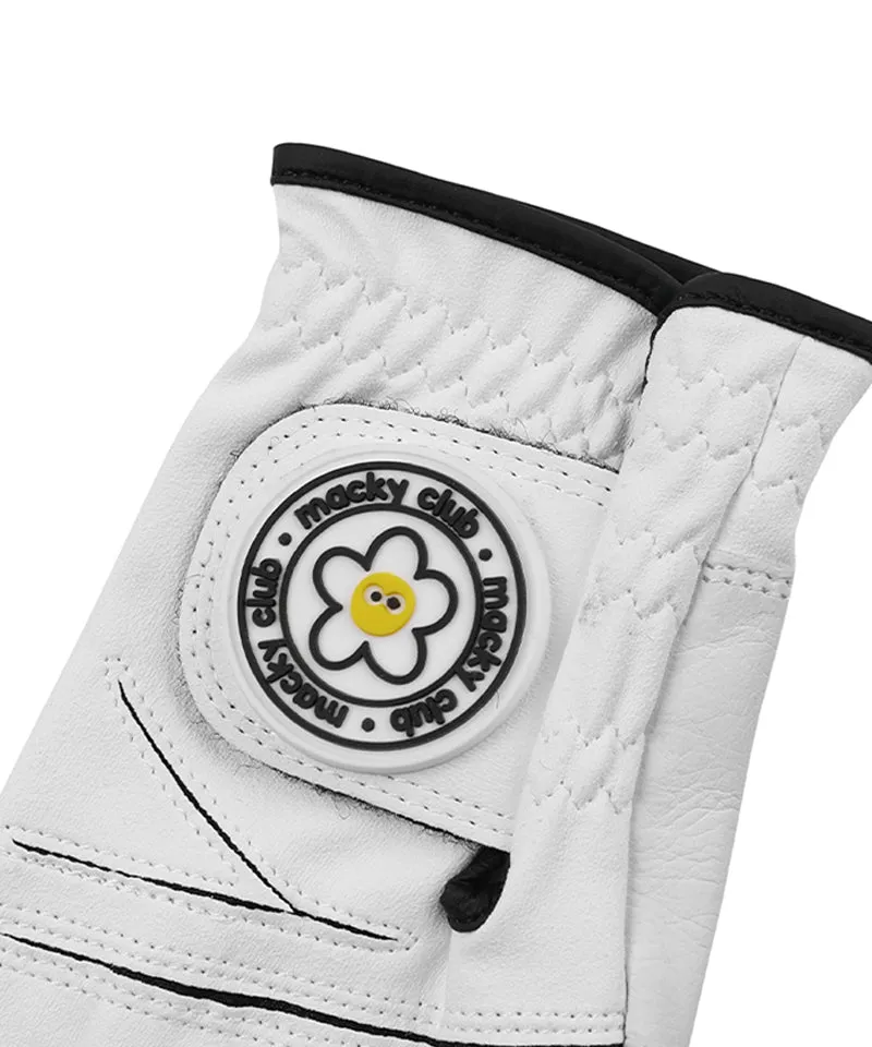 MACKY Golf: Circle Patch Golf Gloves (Both Hands) - White