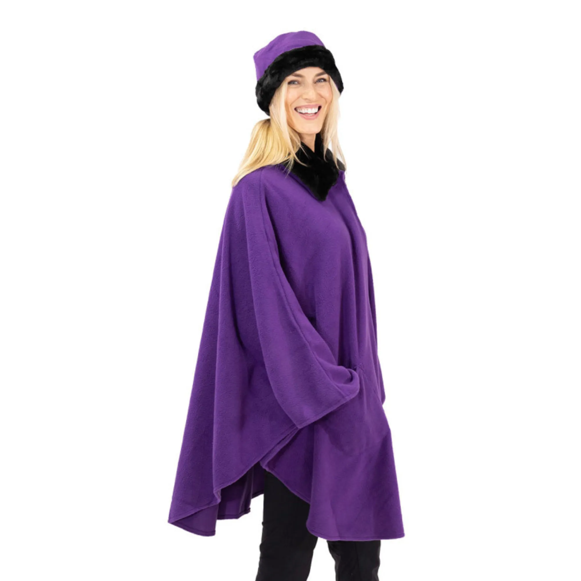 Marie Faux Fur Trim Cozy Coat Hat and Gloves Set