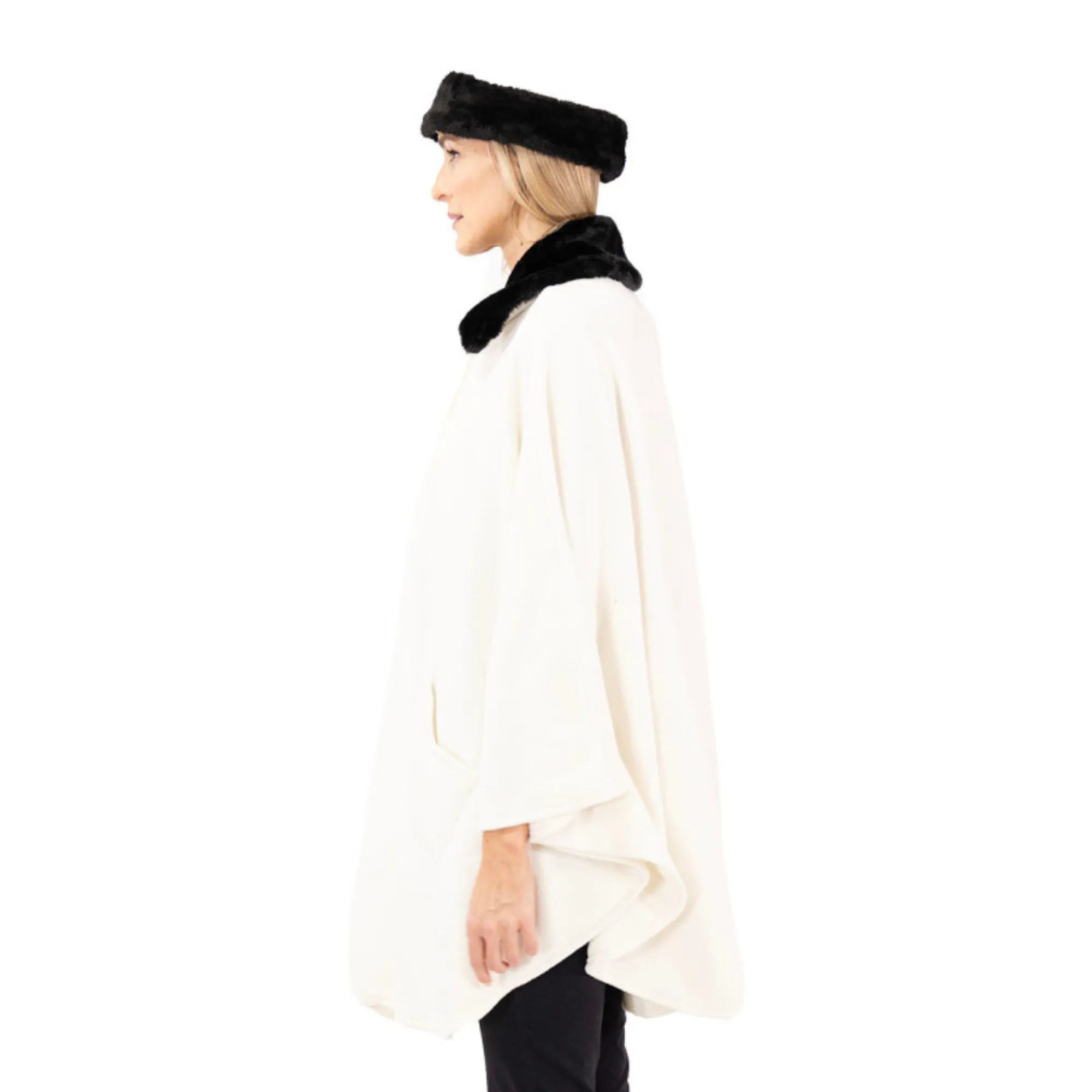 Marie Faux Fur Trim Cozy Coat Hat and Gloves Set