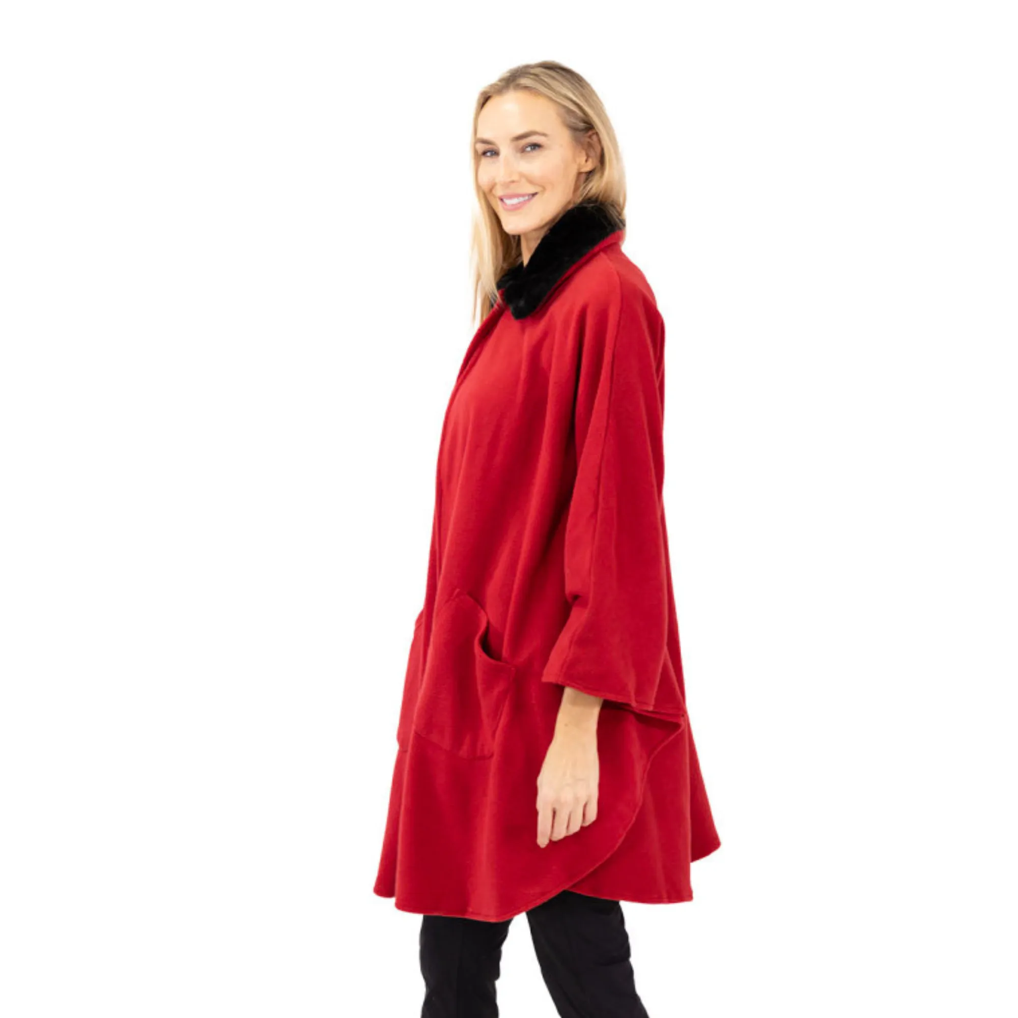 Marie Faux Fur Trim Cozy Coat Hat and Gloves Set