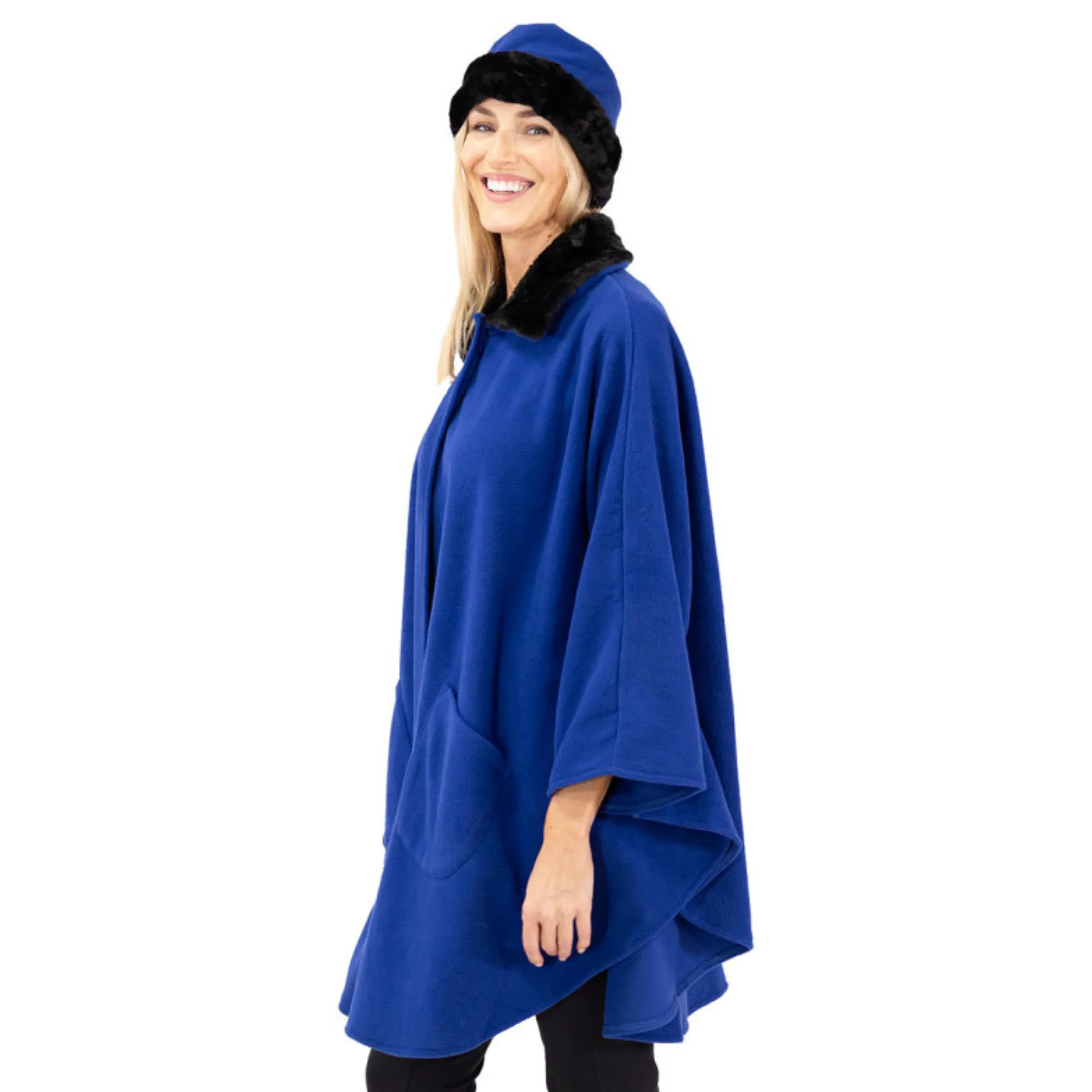 Marie Faux Fur Trim Cozy Coat Hat and Gloves Set