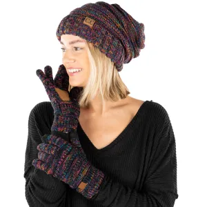 Matching 2 Pack: Oversized Beanie & Gloves Matching Set