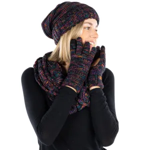 Matching 3 Pack: Oversized Beanie, Infinity Scarf & Gloves Set