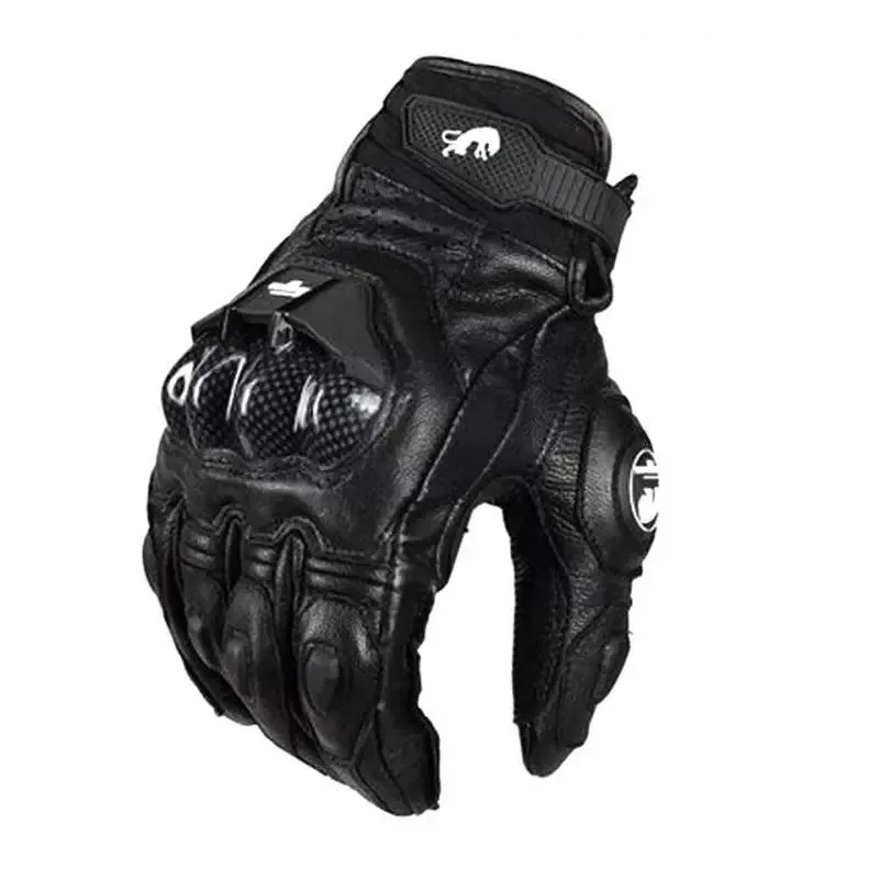 Men's Black Leather Motorcycle Gloves – Racing Style