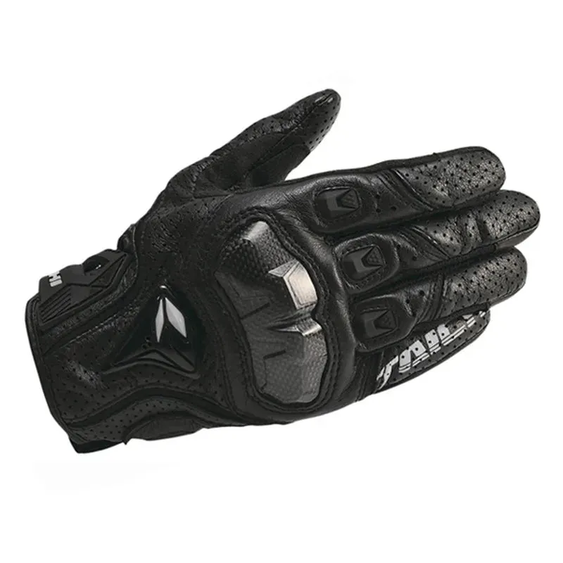 Men's Black Leather Motorcycle Gloves – Racing Style