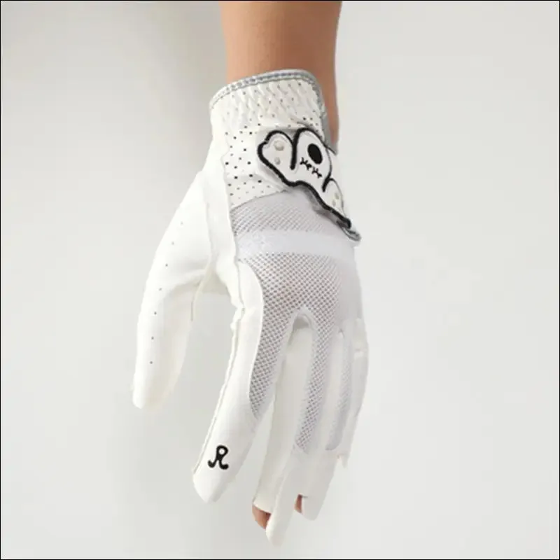 Men's breathable soft leather golf gloves - left hand - white - no sweat-proof
