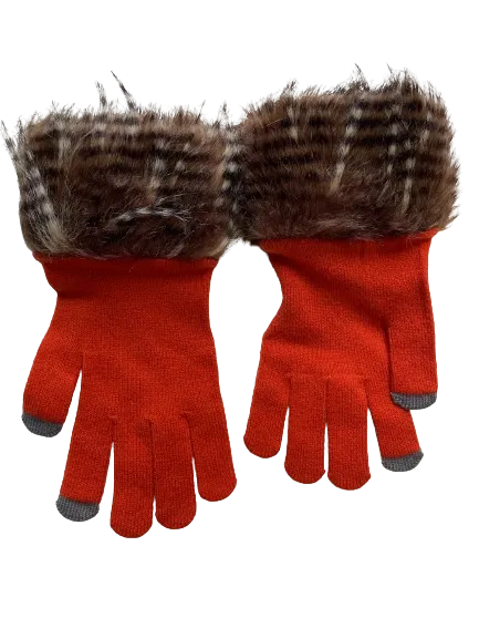 Mudpie Orange Faux Fur Gloves
