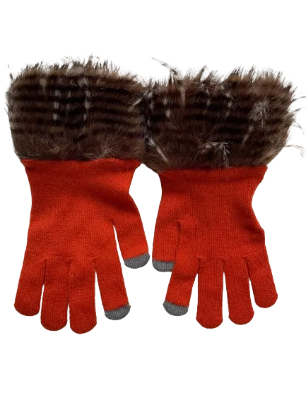 Mudpie Orange Faux Fur Gloves