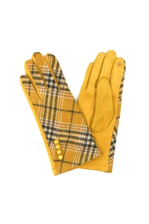 MULTI PLAID BUTTON GLOVES SMART TOUCH