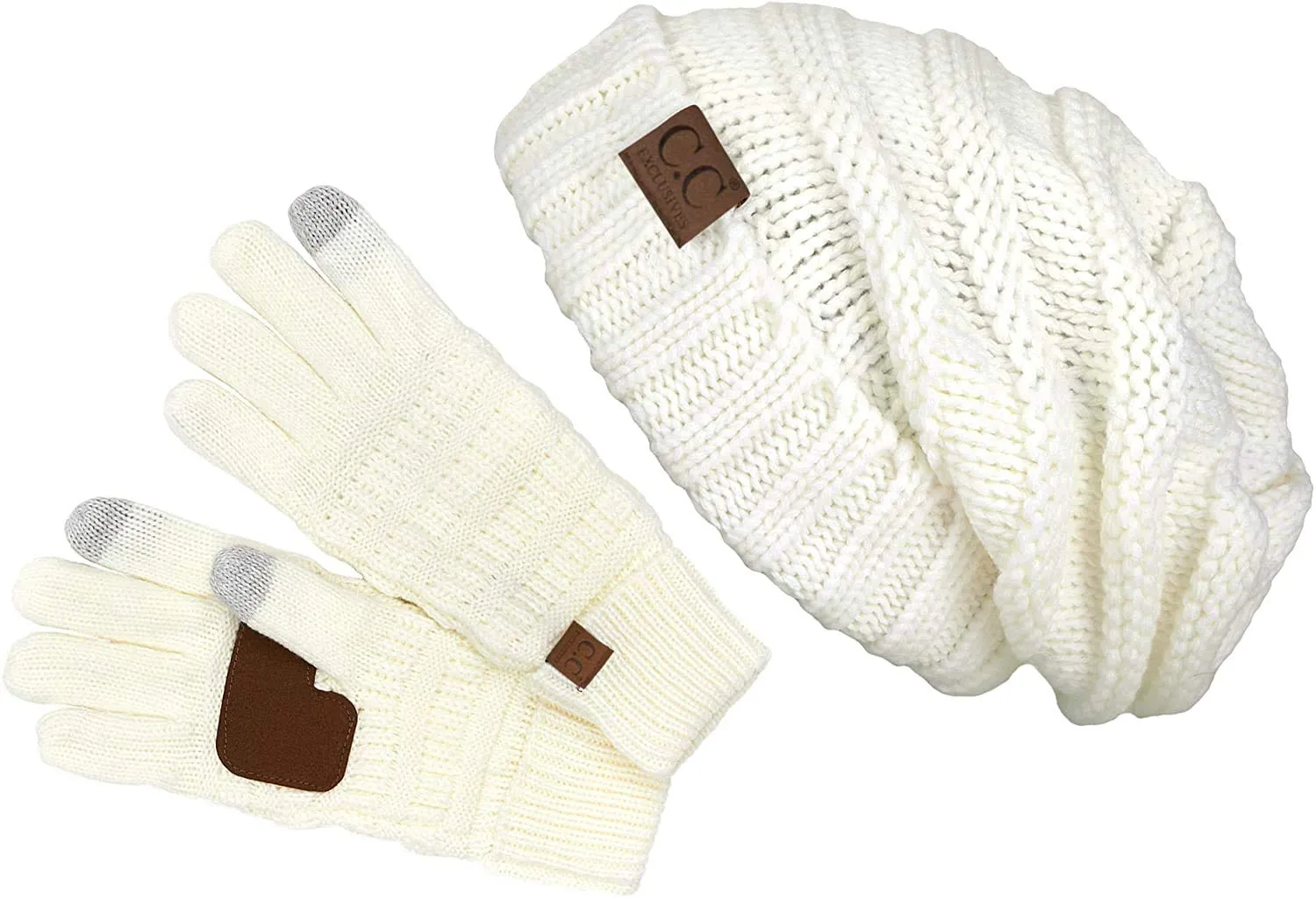 Oversized Beanie & Gloves Matching Set