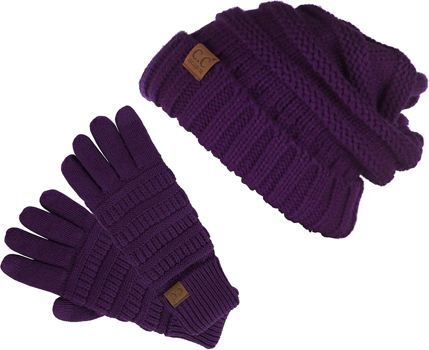 Oversized Beanie & Gloves Matching Set