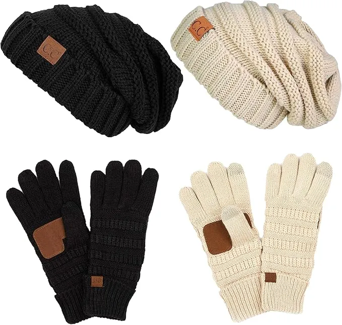 Oversized Beanie & Gloves Matching Set