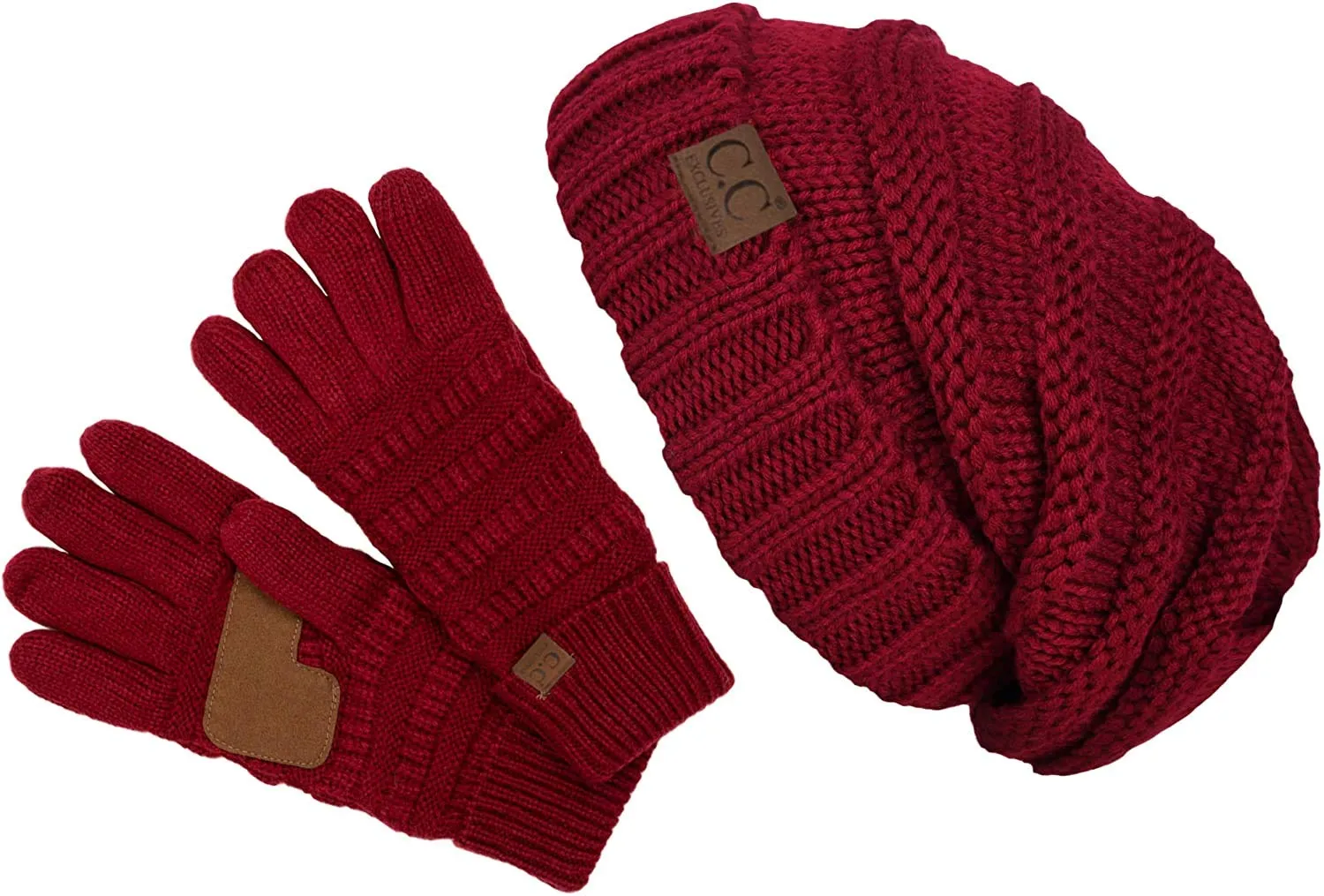 Oversized Beanie & Gloves Matching Set