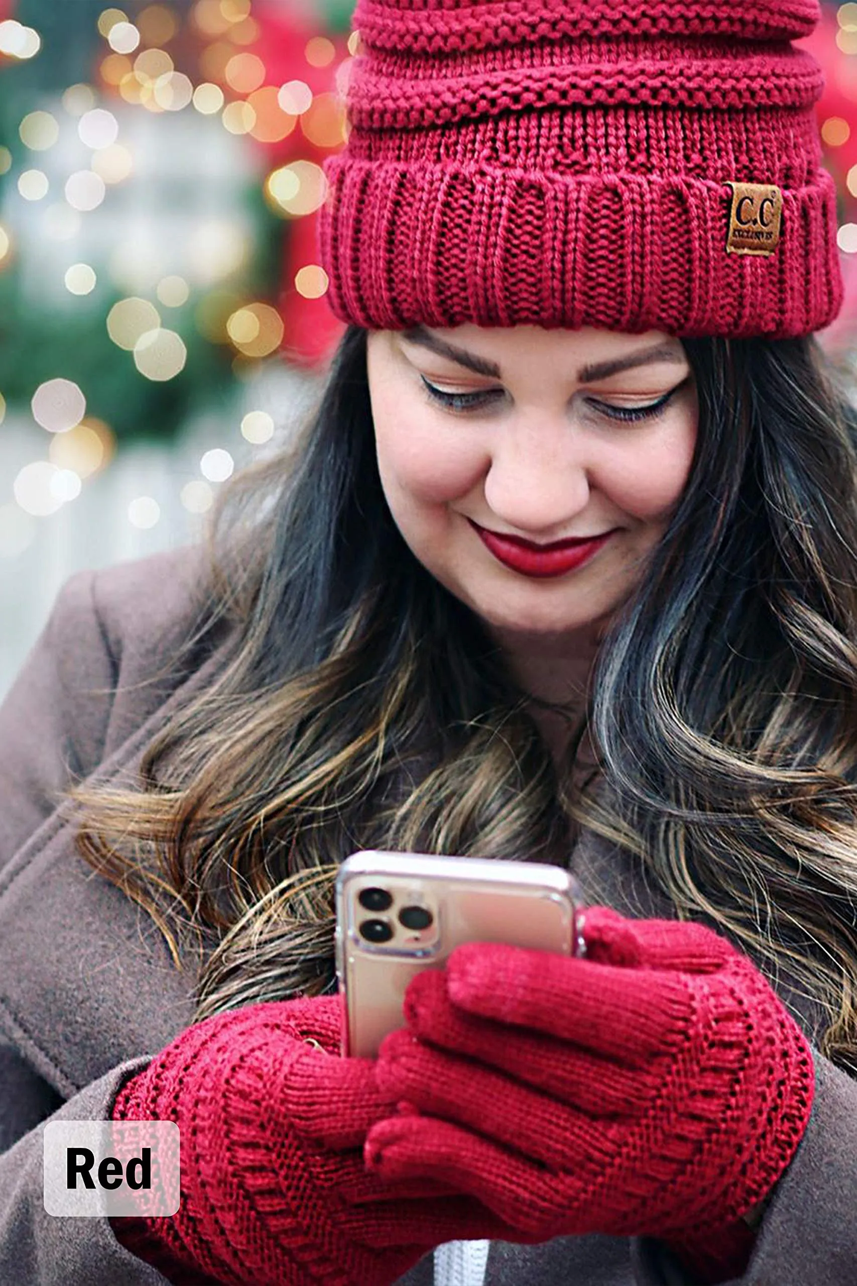 Oversized Beanie & Gloves Matching Set